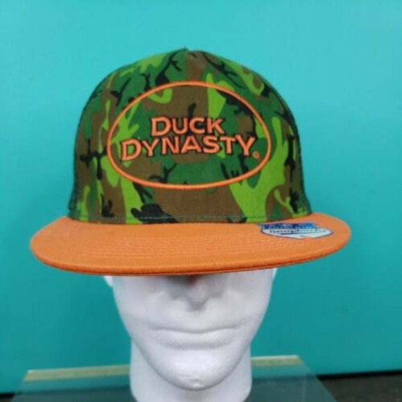 Duck Dynasty Camo Trucker Hat Hunting Snapback Cap - Camouflage / Orange / Green - Picture 2 of 9